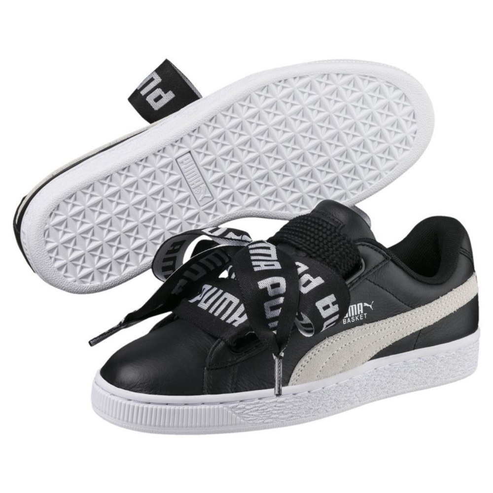 NEW!!! Womens PUMA Basket Heart Sneakers size 7.5 Black & White